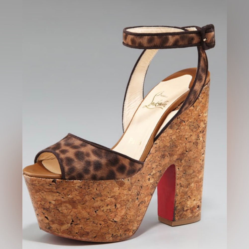 Christian Louboutin Super Dombsale 160 Pony Leopard Platform Heels Sandals Shoes